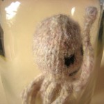 Ghost Octopus Knitted Sculpture - Ghost octopus in a jar
