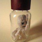 Ghost Octopus Knitted Sculpture - Ghost octopus in a jar