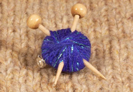 wool and needles brooch