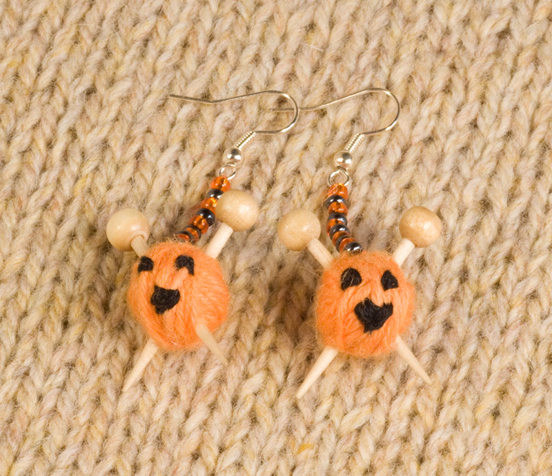 Pumpkin Knitting Earrings