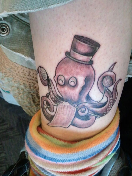 Knitting octopus tattoo