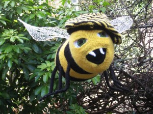 knitted bee sculpture