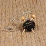 Black Sparkly Knitting Necklace Knitting Needles and Yarn Ball necklace