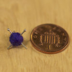 Purple Ear Knits Studs yarn and knitting needles post earrings