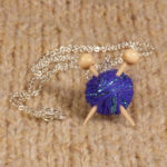 Purple Sparkly Knitting Necklace Knitting Needles and Yarn Ball necklace