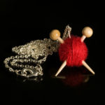 Red Knitting Necklace Knitting Needles and Yarn Ball necklace