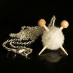 White Knitting Necklace Knitting Needles and Yarn Ball necklace