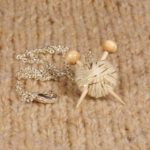 White Sparkly Knitting Necklace Knitting Needles and Yarn Ball necklace