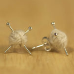 White Ear Knits Studs yarn and knitting needles post earrings