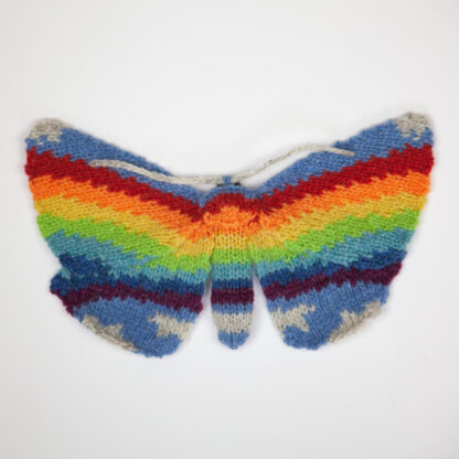 Hand knitted rainbow moth