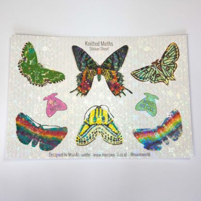 knitted moth sticker sheet